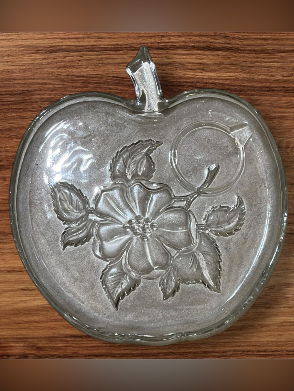 Vintage Hazel-Atlas Orchard Crystal Apple Blossom Snack Plates Set of 5